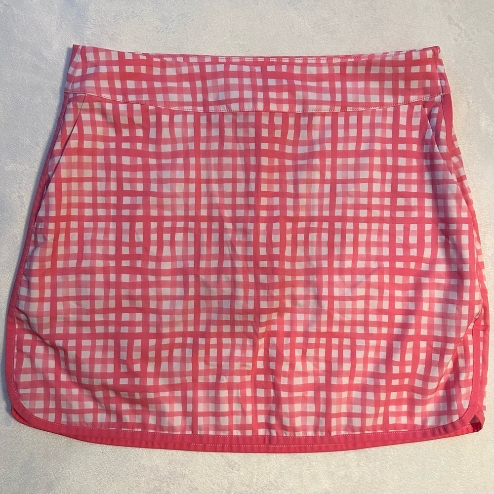 Vineyard Vines Performance Skort Womens 4 Golf Pink White Check athletic sporty